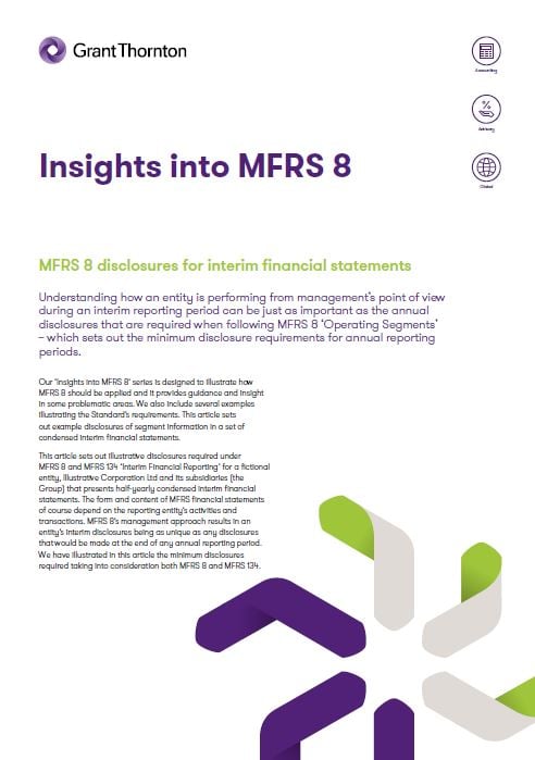 MFRS 8 disclosures for interim financial statements